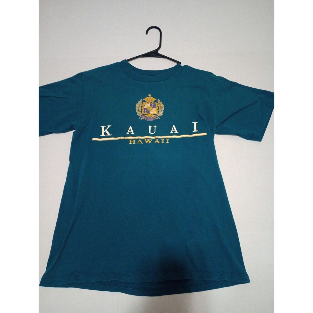 Vintage H.L Miller  T-Shirt Medium KAUAI HAWAII Teal Short Sleeve Single Stitch